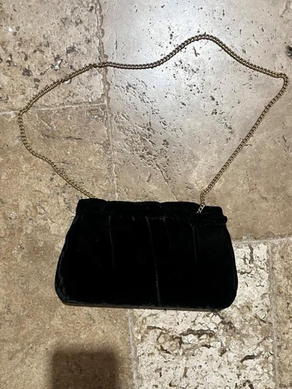 Vintage Black Velvet Gold Chain Shoulder Bag - Picture 2 of 5